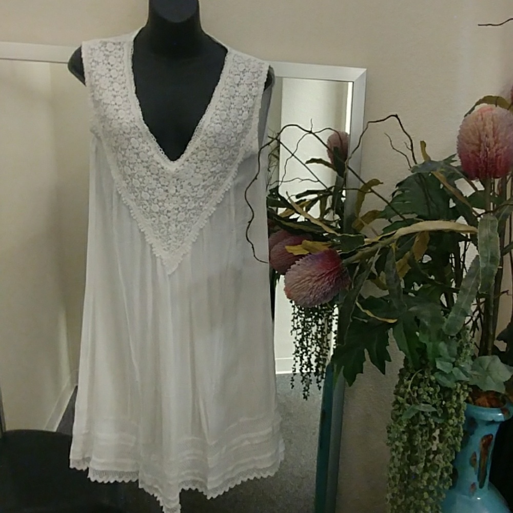 Sacred Threads Embroidered V Neck Gauze Dress